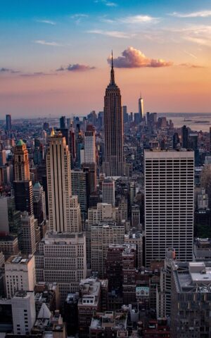 sunset, manhattan, city, skyline, architecture, usa, america, cityscape, nyc, travel, new, skyscraper, downtown, nature, york, view, new york city, dusk, empire, state, empire state building, panoramic, skyscrapers, scenic, yellow, orange