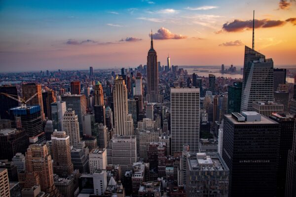 sunset, manhattan, city, skyline, architecture, usa, america, cityscape, nyc, travel, new, skyscraper, downtown, nature, york, view, new york city, dusk, empire, state, empire state building, panoramic, skyscrapers, scenic, yellow, orange