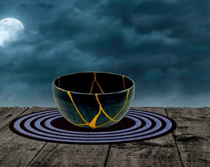 vase, bowl, kintsugi, art, resilience, gold, landscape, evening, moon, clouds, broken, repair, wood, scenic, twilight, kintsugi, kintsugi, kintsugi, kintsugi, kintsugi