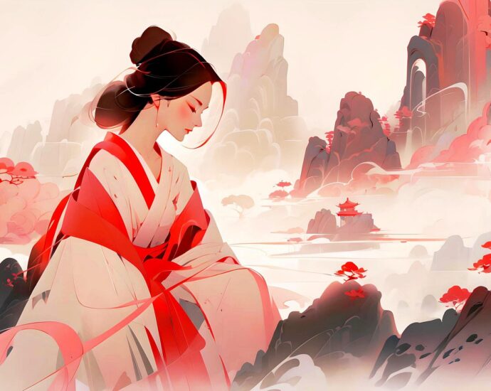 haiku, geisha, japan, ai, asia, wow, cherry blossom, drawing, art, ai generated